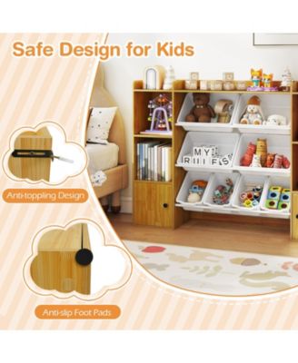 Kids Toy Storage and Bookshelf with Boxes and Open Shelves