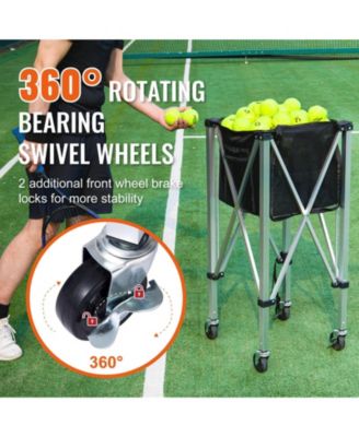 Tennis Ball Hopper Cart Holds 150 Balls, Aluminum Frame with Wheels and Removable Bag