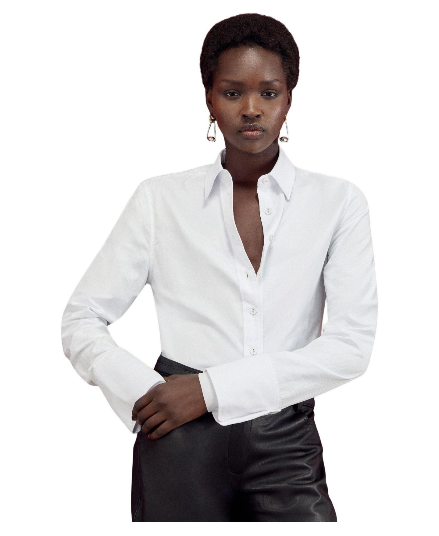 Женская рубашка Karen Millen Cotton Woven Buttoned, цвет: Белый — фото 1