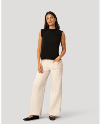 Women's Mixed Media Ruffle Sleeve Top