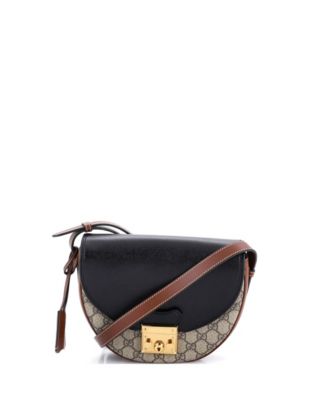 Small Padlock Saddle Shoulder Bag GG Coated Canvas and Leather