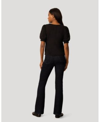 Women's Embroidered Cutout Puff Sleeve Top