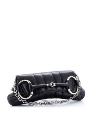 Medium Horsebit Chain Shoulder Bag Vertical Quilted Leather