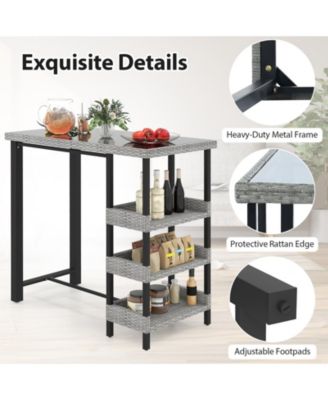 43.5 in Outdoor Bar Table with Tempered Glass Top