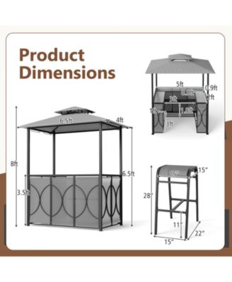 6.5 x 4 x 8 ft Grill Gazebo Set with Bar Table and Stools