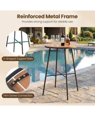 41 in Outdoor Bar Height Round Patio Table with Wood Top