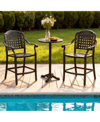 Set of Two Outdoor Counter Height Cast Aluminum Bar Chairs