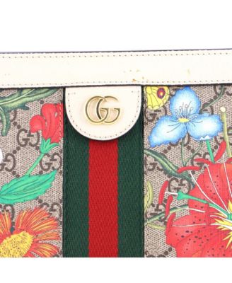 Small Ophidia Chain Shoulder Bag Flora GG Coated Canvas
