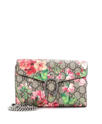Small Dionysus Chain Wallet Blooms Print GG Coated Canvas