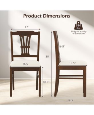 Wooden Dining Chairs Set of 2 w/Rubber Wood Frame Hollowed Backrest for Kitchen