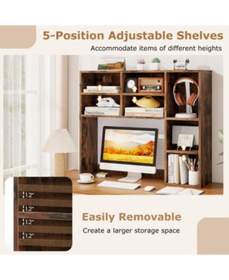 Desktop Bookshelf with Adjustable Shelves and Storage Cubes