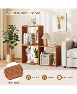 Solid Wood Cube Bookcase Stacking Storage with Open Design