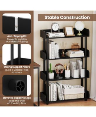Four Tier Industrial Open Bookshelf with Anti Tipping Kit