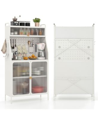 Five Tier Metal Bakers Rack with Flip Door and Pegboard