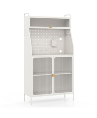 Five Tier Metal Bakers Rack with Flip Door and Pegboard