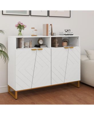 Modern Sideboard Cabinet with Four Doors and Storage Shelves