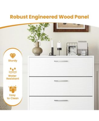 Four Drawer Storage Cabinet with Metal Legs and Safety Design