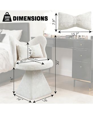 Accent Chair with Butterfly Back, 360° Swivel Vanity Chair, Chenille Makeup Chairs with Sturdy Pyramid Base for Living Room