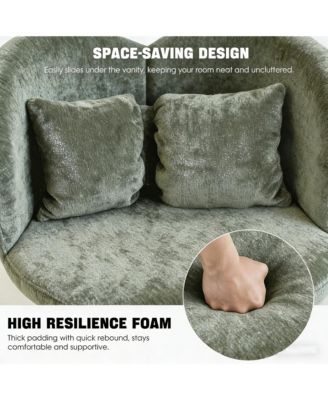 Vanity Chair with Butterfly Back, 360° Swivel Lounge Chair, Chenille Makeup Chairs with Sturdy Pyramid Base for Living Room, Bedroom