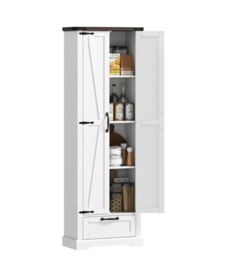 71" Kitchen Pantry, Farmhouse Storage Cabinet with Barn Doors