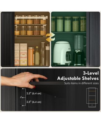 71" Kitchen Pantry, Farmhouse Storage Cabinet with Barn Doors