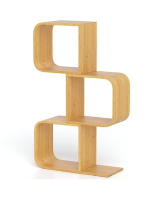 3-Tier S-Shaped Bookcase with 3 Open Cubes for Living Room