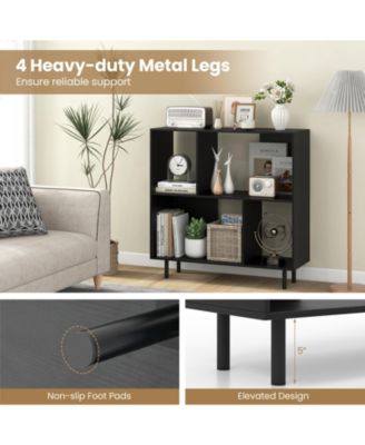 Open Shelf Bookcase with 4 Compartments Storage Display Shelf