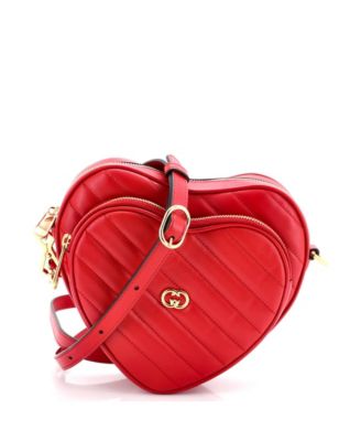 Mini Interlocking G Heart Shoulder Bag Diagonal Quilted Leather