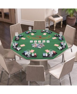 48 Inch 8-Player Foldable Poker Table Top with Carrying Bag and Cup Holders