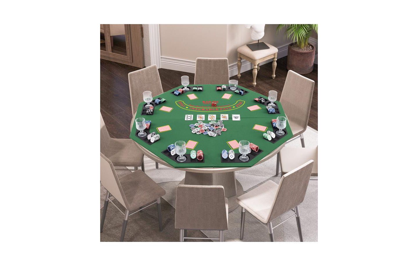 Детские игрушки HONGGE 48 Inch 8-Player Foldable Poker Table Top with Carrying Bag and Cup Holders, цвет: Зелёный — фото 4