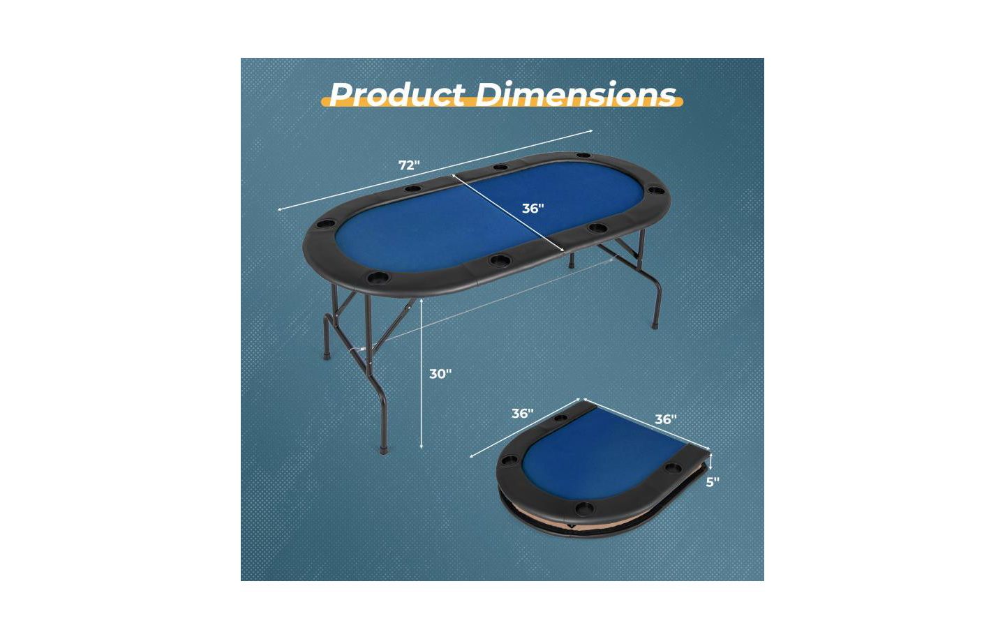 Детская игрушка HONGGE 8 Players Texas Holdem Foldable Poker Table, цвет: Синий — фото 3