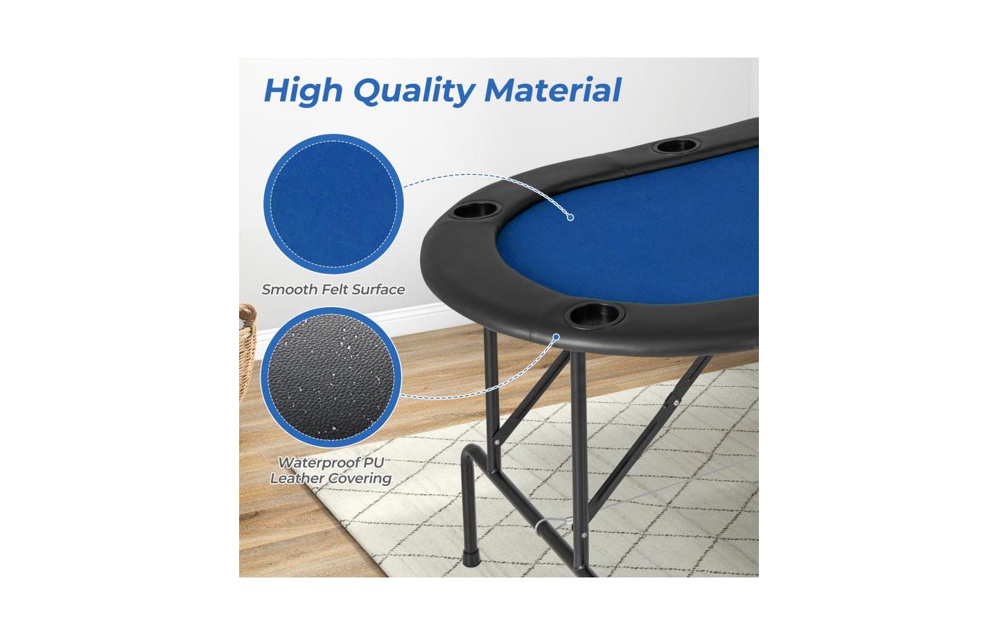 Детская игрушка HONGGE 8 Players Texas Holdem Foldable Poker Table, цвет: Синий — фото 10