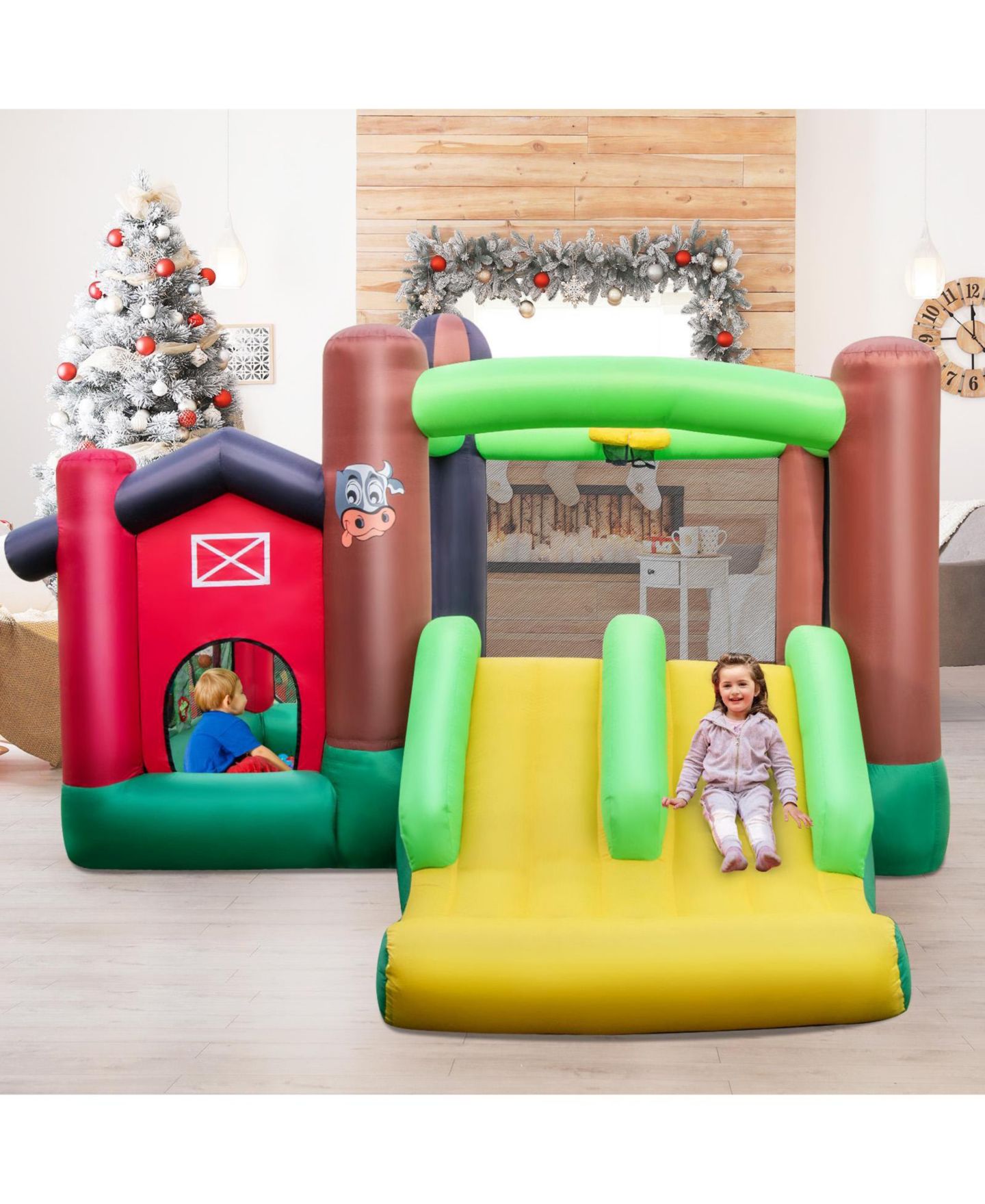 Детская игрушка HONGGE Kids Castle Slide Bouncer 6-in-1 Inflatable Castle with Trampoline and 680W Blower, цвет: Разноцветный — фото 11