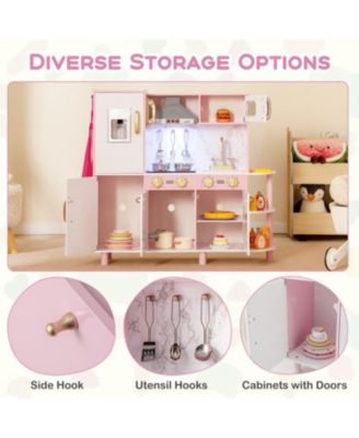 Wooden Kitchen Playset with Ice Maker and Sounds for Ages 3+