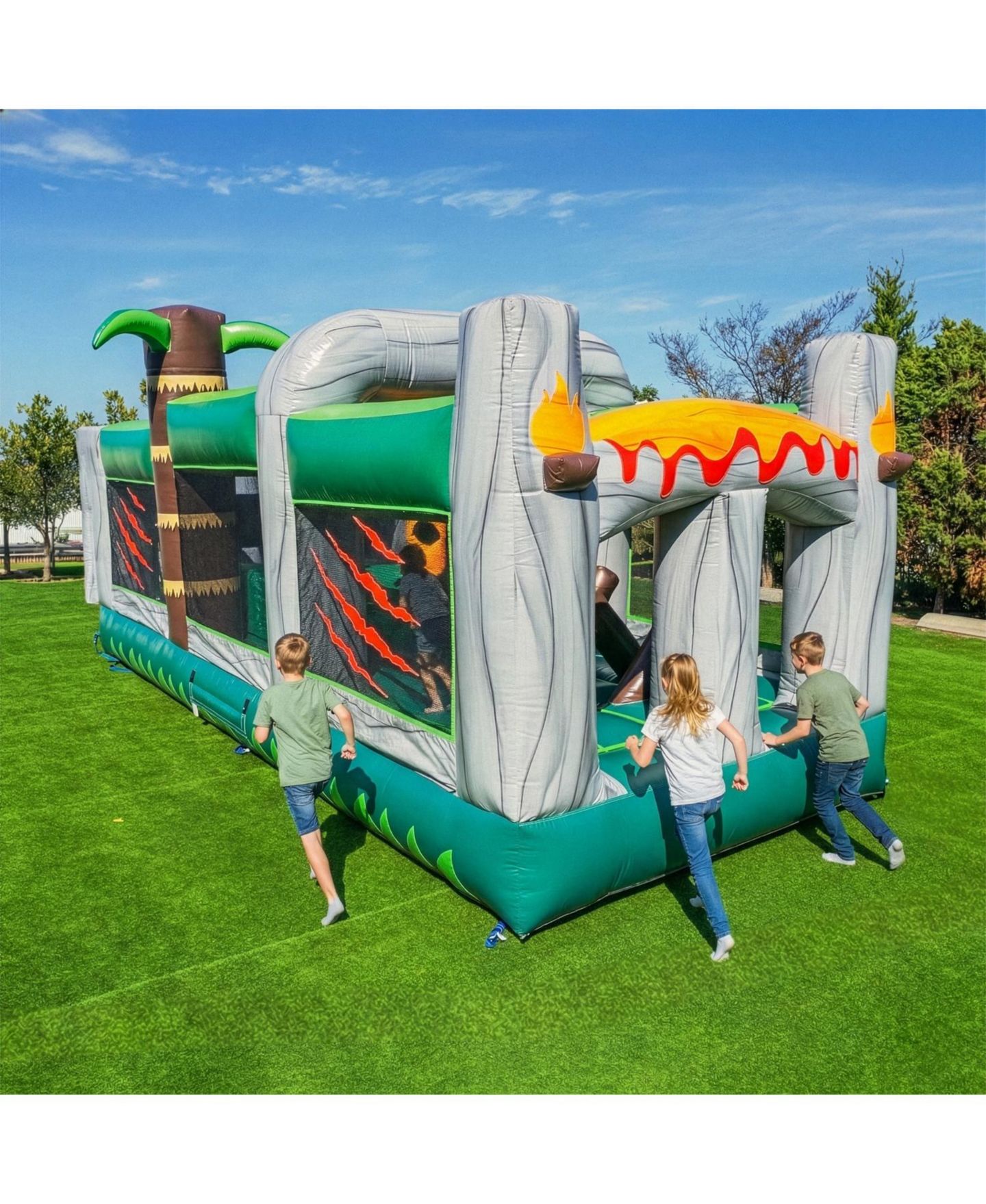 Детская игрушка HeroKiddo T-Rex Adventure 20 Commercial-Grade PVC Vinyl Inflatable Obstacle Course, Up to 2 Users, Ages 3+, цвет: Серый — фото 5
