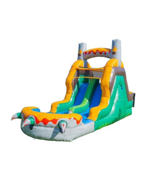 Детская игрушка HeroKiddo T-Rex Adventure 12 Tall Dual Lane Backload Inflatable Water Slide with Attached Pool, Dinosaur Theme, for Kids and Adults, Commercial Grade
