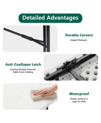 6FT Folding Plastic Utility Table with Carry Handle for Indoor & Outdoor Use