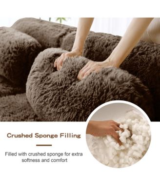  2-Seater Modular Sectional Sofa, Plush Fabric, High-Density Sponge, No Assembly