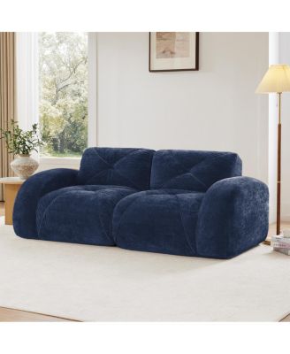 Streamdale Blue 2-Seater Tufted Velvet Sofa with Anti-Slip Design