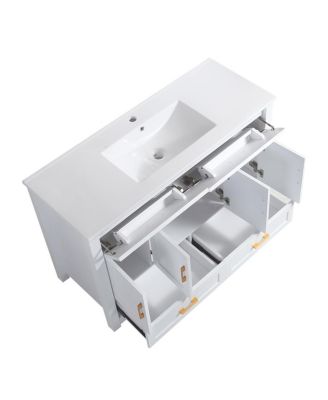 48" Transitional Bathroom Vanity with Ceramic Sink, Soft Close Doors,  MDF Cabinet, Elegant Storage Space for Modern Homes