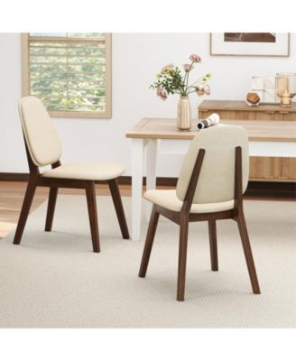 Mid Century Modern Upholstered Wooden Dining Chairs Set