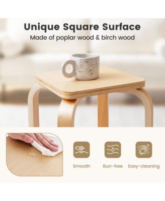 Stackable Stools Set of Four with Square Tops