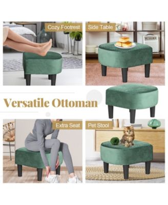 Upholstered Velvet Barrel Chair with Ottoman Footrest