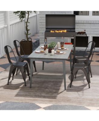 Metal Dining Chairs Set of Four with Removable Backrest