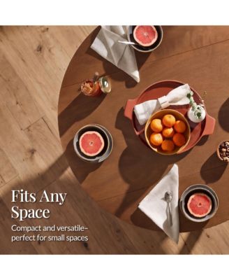 Round Dining Table, 42"  Small Kitchen Dining Table for 4  w/ Dual Leaf