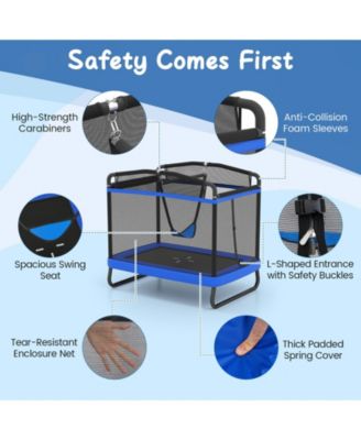 6 FT Kids Trampoline w/Swing and Horizontal Bar Safety Enclosure Net