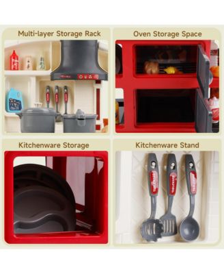 52-Piece Kitchen Playset with Realistic Water Spray and Light-Up Sound Stove