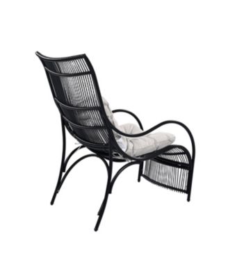 3 Piece Wicker Outdoor Patio Furniture Set with Lounge Chair Ottoman Side Table Cushions for Garden Deck Porch