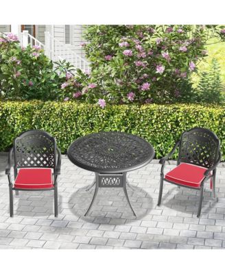 3-Piece Bistro Table Set Cast Aluminum Patio Furniture with Cushions