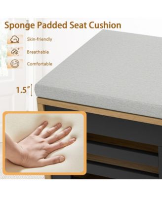 Shoe Bench with Storage Compartments and Adjustable Shelves